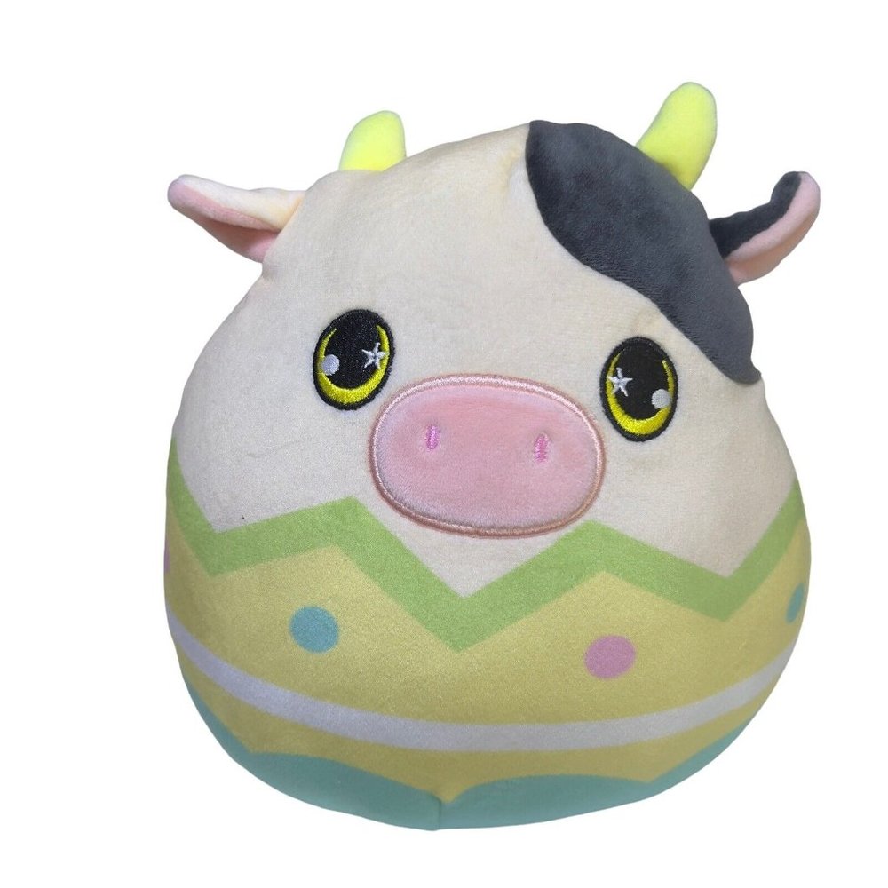Squishmallows Kellytoy 8” Connor the Cow Plush Easter Pastel Egg‎ Stuffed Toy